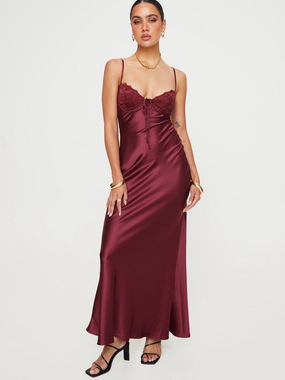 Princess Polly Fadyen Bias Cut Maxi Dress Burgundy